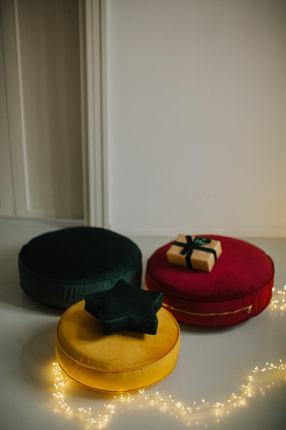 Small star cushion green by bettys home. Kids room wall decoration on small pouf yellow and green pouf and wine pouf 