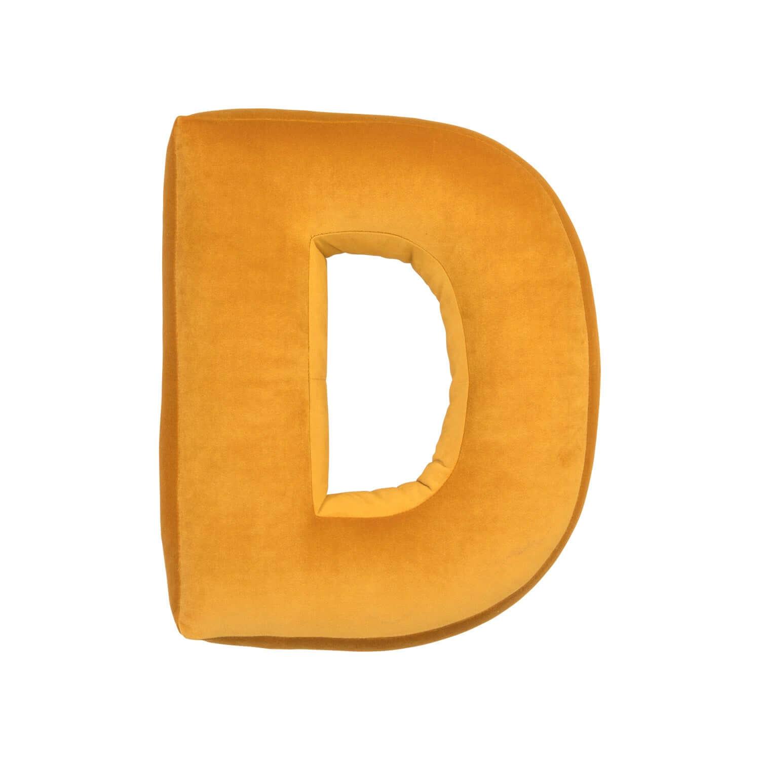 velvet letter cushion d in yellow by bettys home front picture