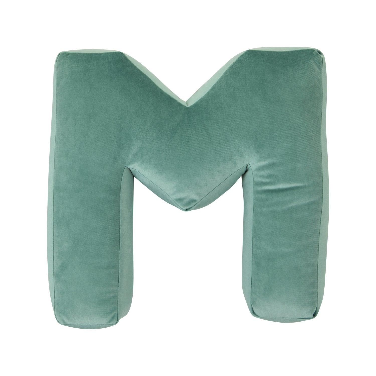 velvet letter cushion m mint by betty's home