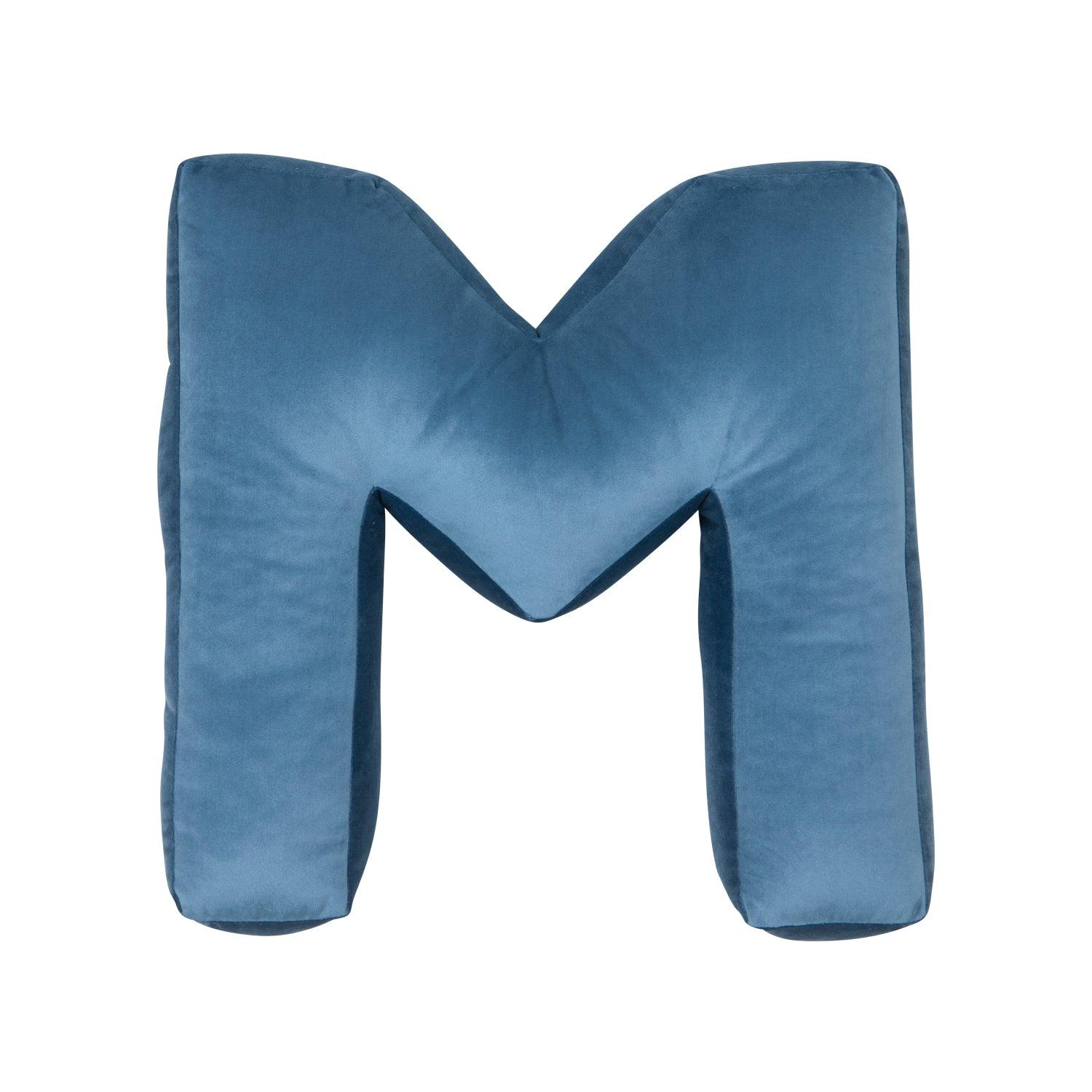velvet letter cushion m blue by betty's home
