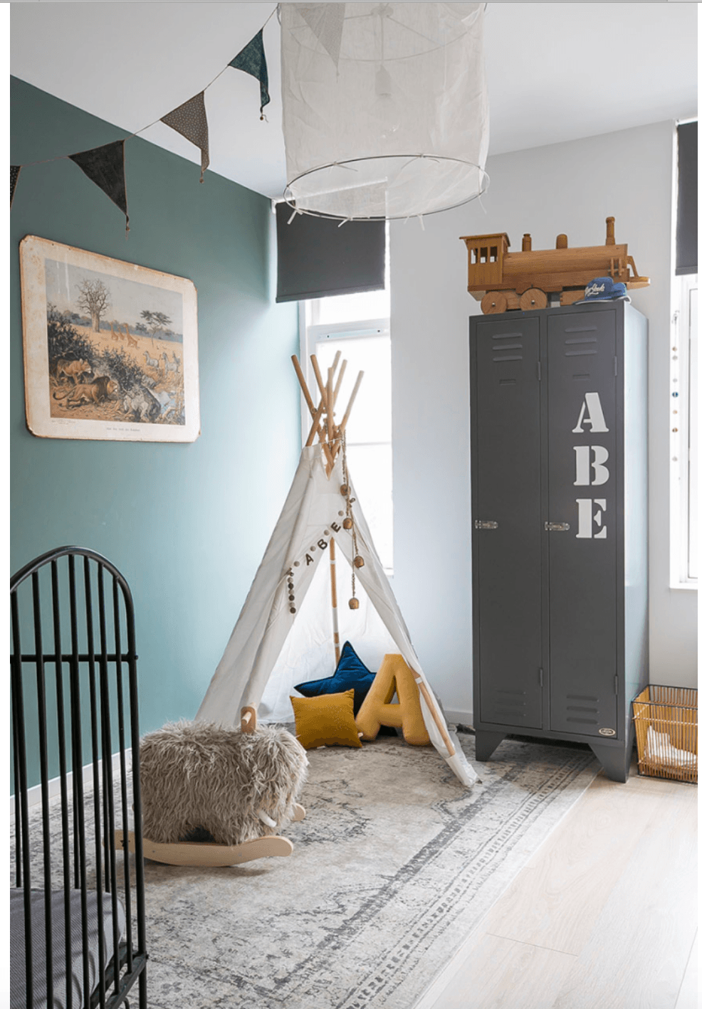 children room with kids tent and velvet letter cushion inside by betty's home