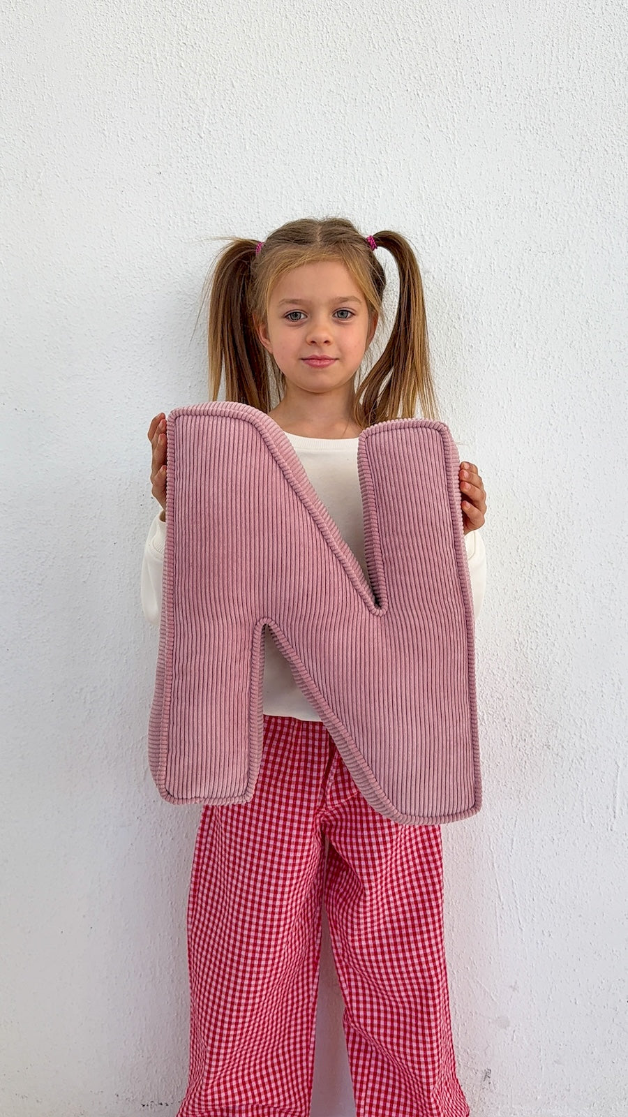 little girl with corduroy letter cushion N by bettys home 1