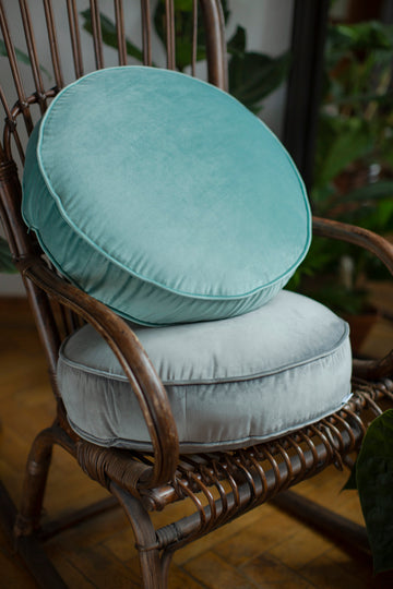 Large Velvet Pouf Mint | Round Floor Pouf